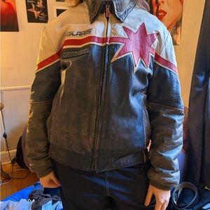 Made in Korea Genuine Polaris Leather Jacket with Star Design